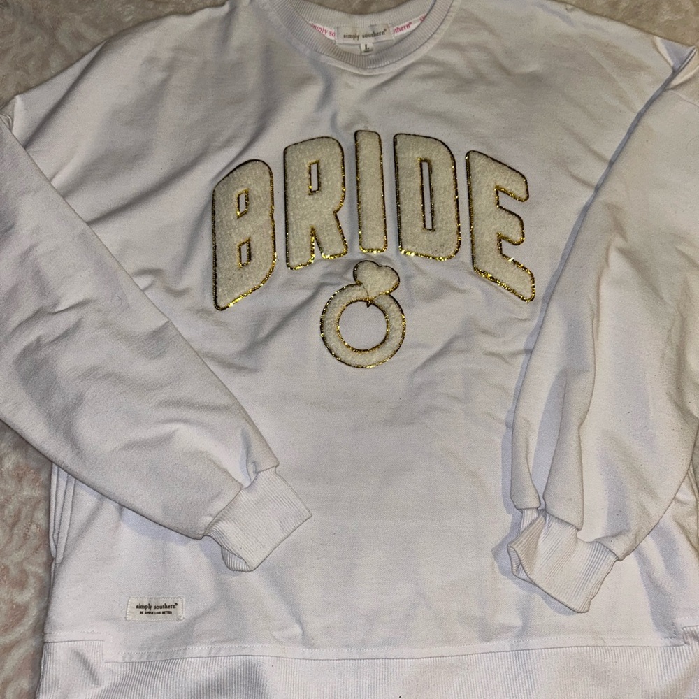 Simply Southern White and Gold Crew Neck Sweater